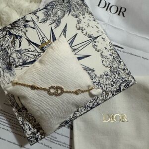 Authentic Christian Dior Clair Lune D Bracelet Gold Finish Pearl Crystal